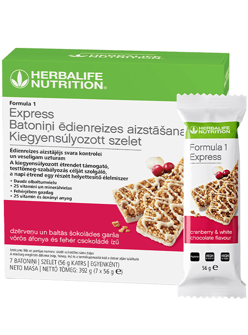 Herbalife maistinis batonėlis F1 Express "Spanguolių ir baltojo šokolado"skonio 7 vnt.